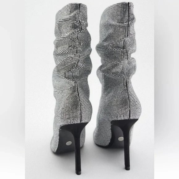 ZARA SPARKLY HIGH HEEL BOOTS - Picture 7 of 9